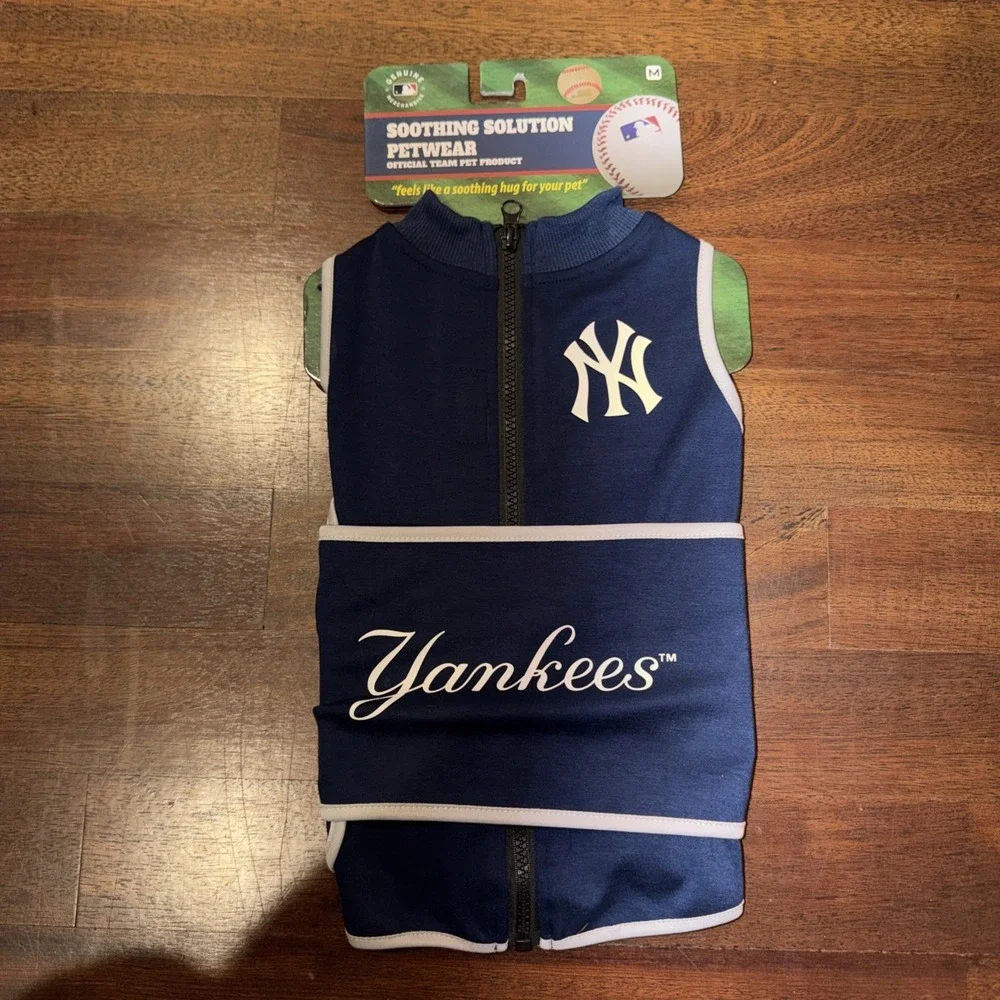 New York Yankees Petwear Soothing Solution Sz M Navy Tummy Band Zip Official